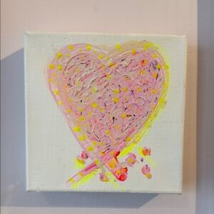 Pink Heart Canvas Wall Art by Sarah Shirley 6x6